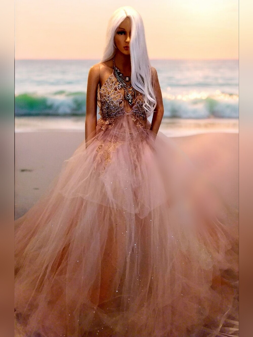 ANNABELLA Blush Bejeweled Boho Wedding Ballgown